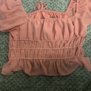 Blush Pink Cropped Blouse | Size: L
